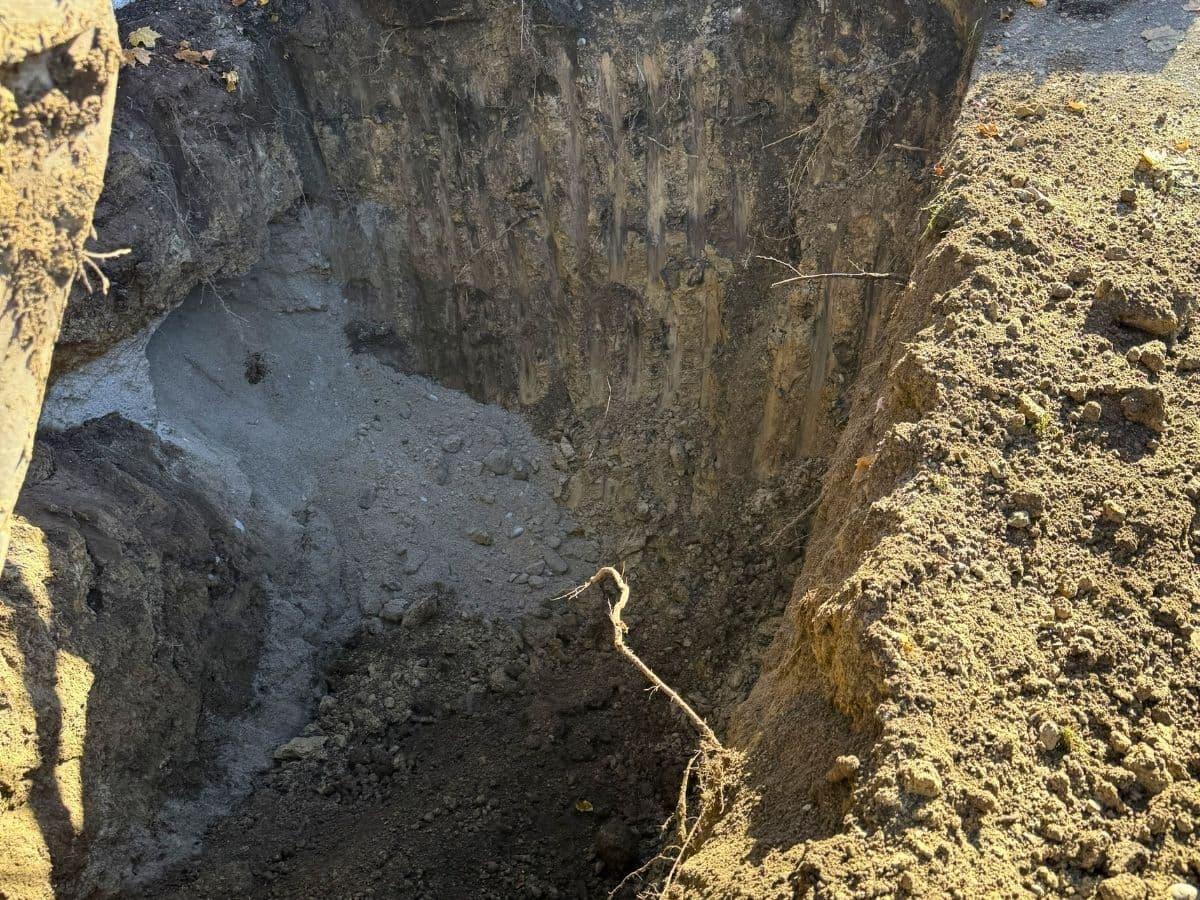 Site prep and excavation trenching work prep for custom new basement entrance
